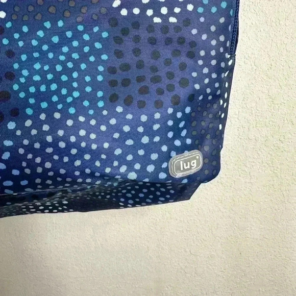 Lug Packable Tote Bag Blue Polka Dots Travel Foldable and Lightweight - Picture 4 of 7